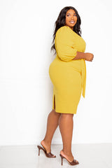 buxom couture curvy women plus size everyday cropped top and skirt set yellow mustard