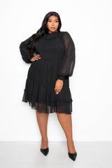 buxom couture curvy women plus size ruched tier mini dress black lbd classy