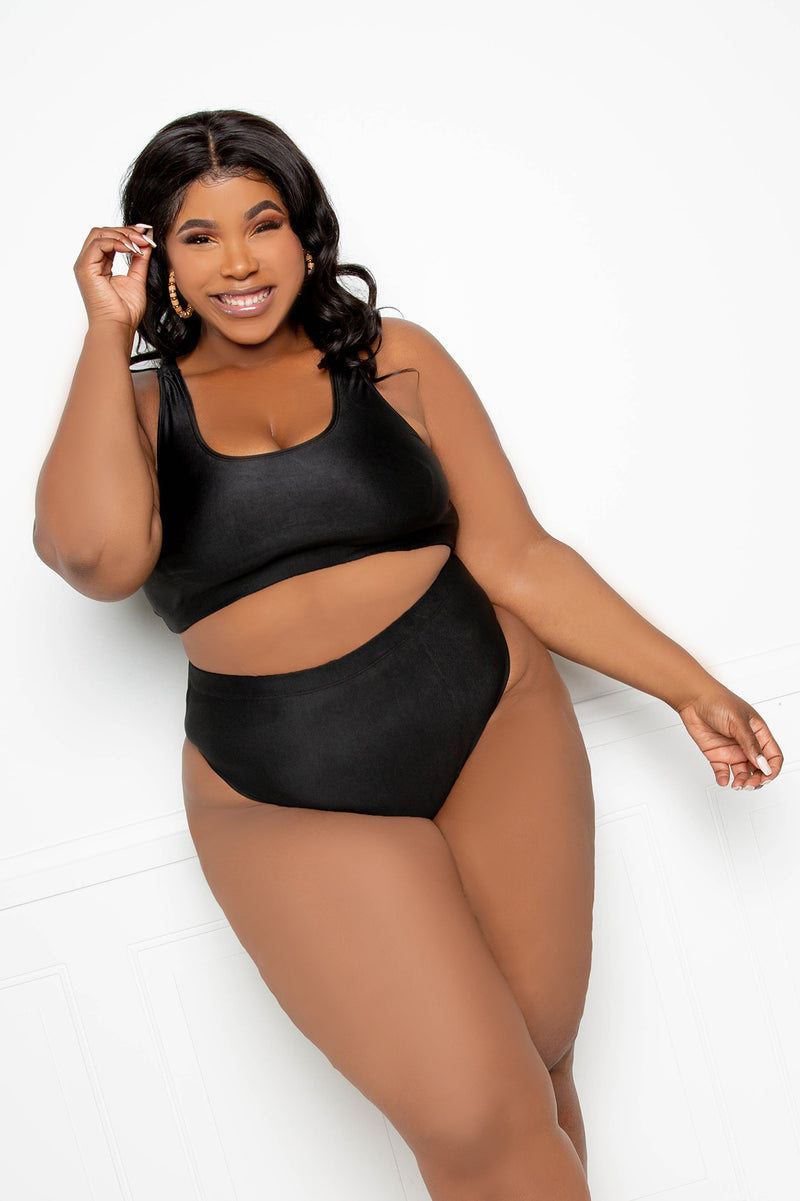 buxom couture curvy women plus size everyday basic swimsuit black