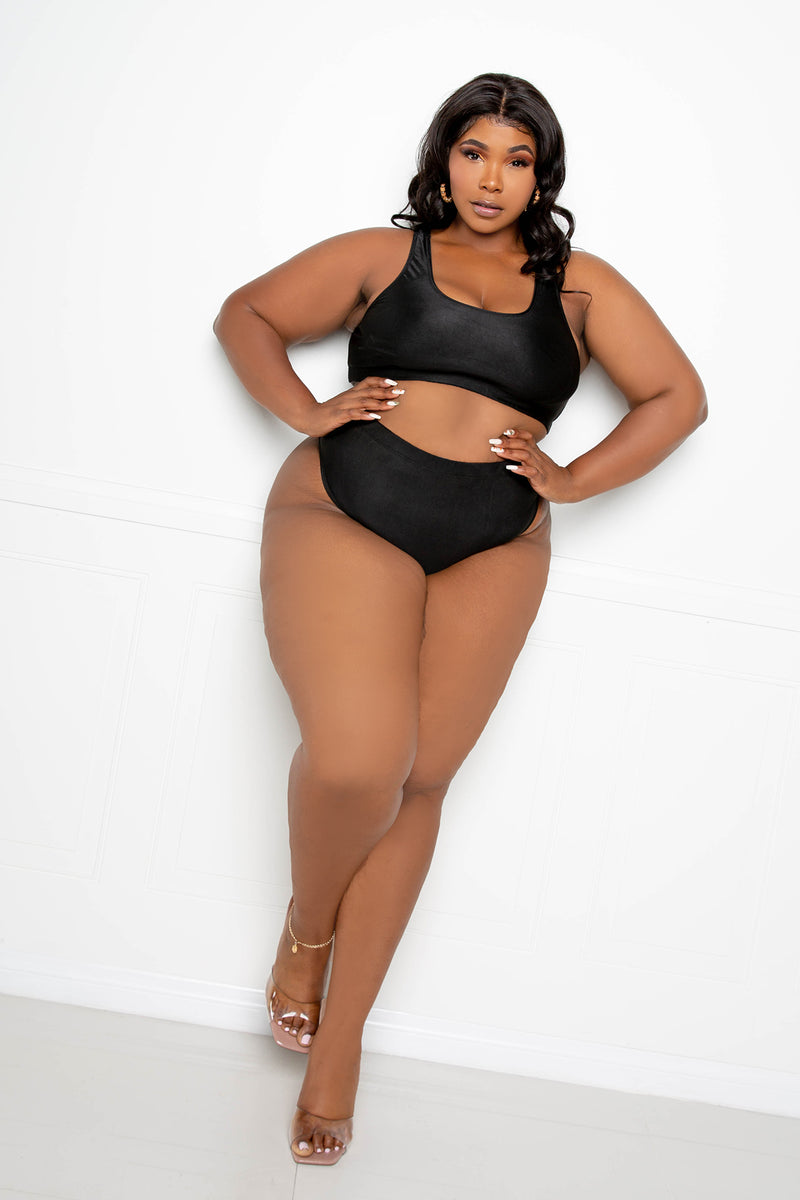 buxom couture curvy women plus size everyday basic swimsuit black