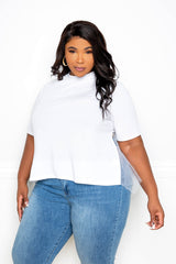 buxom couture curvy women plus size tulle back t shirt top white