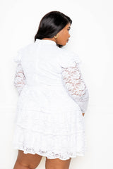 buxom couture curvy women plus size tiered lace mini dress spring little white dress