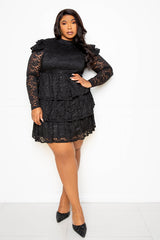 buxom couture curvy women plus size tiered lace mini dress little black dress lbd