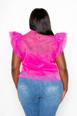 Puff Shoulder Organza Top