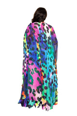 buxom couture curvy women plus size animal print robe with wrist band neon leopard summer resort