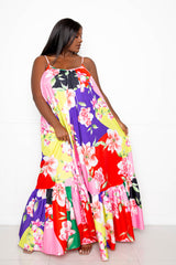 buxom couture curvy women plus size floral voluminous maxi dress patchwork floral