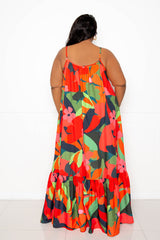 buxom couture curvy women plus size floral voluminous maxi dress green tropical summer
