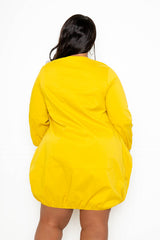 buxom curvy couture womens plus size bubble poplin dress in mustard yellow